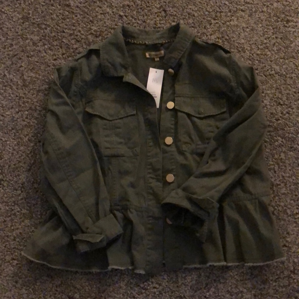 NWT army green military style jacket medium